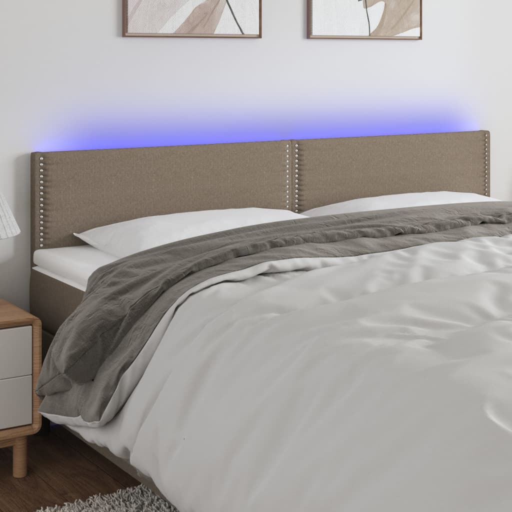 vidaXL Tăblie de pat cu LED, gri taupe, 180x5x78/88 cm, textil vidaXL Tăblie de pat cu LED, gri taupe, 180x5x78/88 cm, textil