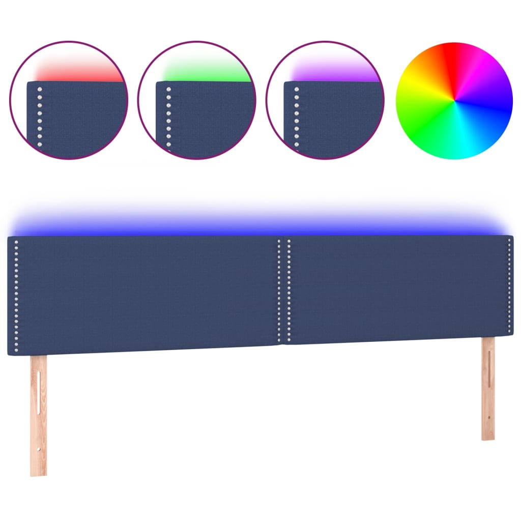 vidaXL Tăblie de pat cu LED, albastru, 180x5x78/88 cm, textil vidaXL Tăblie de pat cu LED, albastru, 180x5x78/88 cm, textil