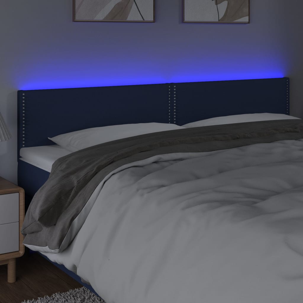 vidaXL Tăblie de pat cu LED, albastru, 180x5x78/88 cm, textil vidaXL Tăblie de pat cu LED, albastru, 180x5x78/88 cm, textil