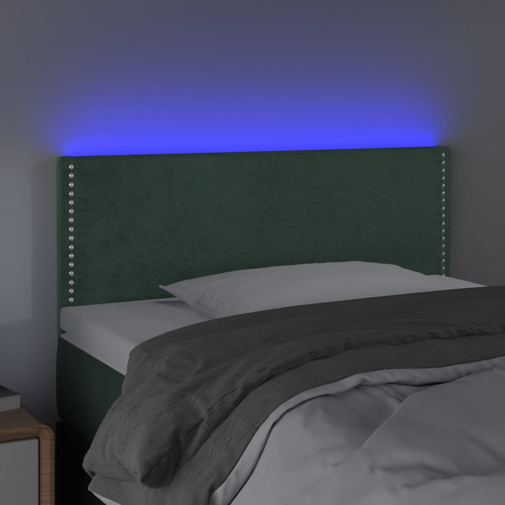 vidaXL Tăblie de pat cu LED, verde închis, 80x5x78/88 cm, catifea vidaXL Tăblie de pat cu LED, verde închis, 80x5x78/88 cm, catifea