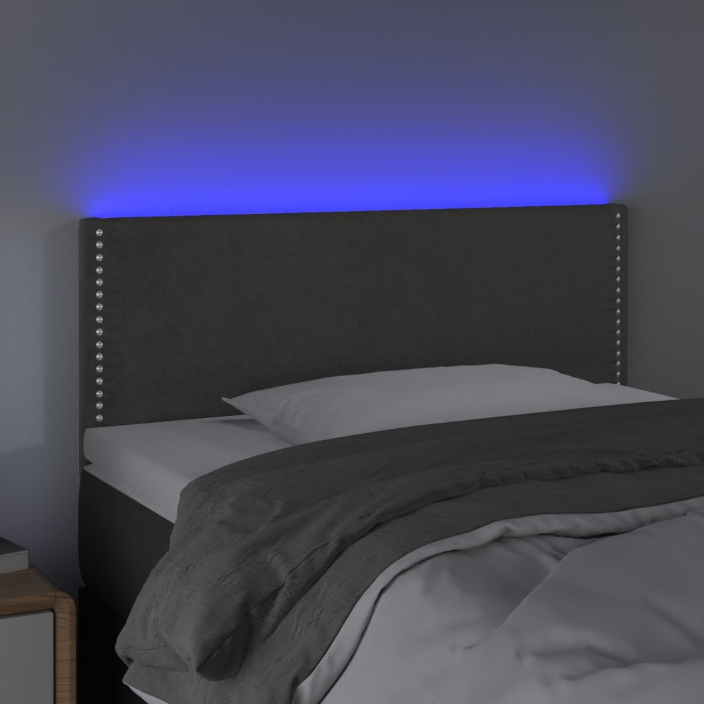 vidaXL Tăblie de pat cu LED, gri închis, 100x5x78/88 cm, catifea vidaXL Tăblie de pat cu LED, gri închis, 100x5x78/88 cm, catifea