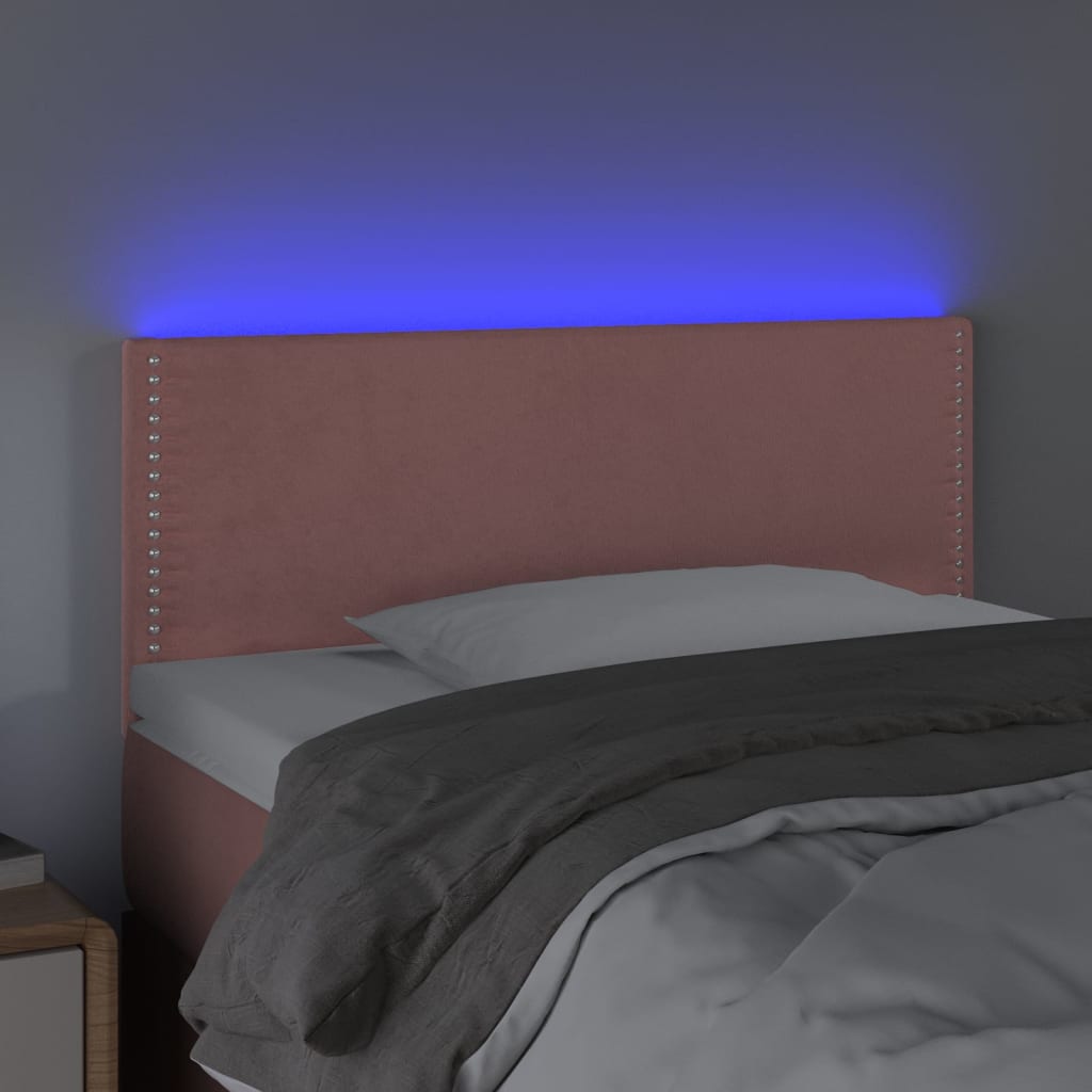 vidaXL Tăblie de pat cu LED, roz, 90x5x78/88 cm, catifea vidaXL Tăblie de pat cu LED, roz, 90x5x78/88 cm, catifea
