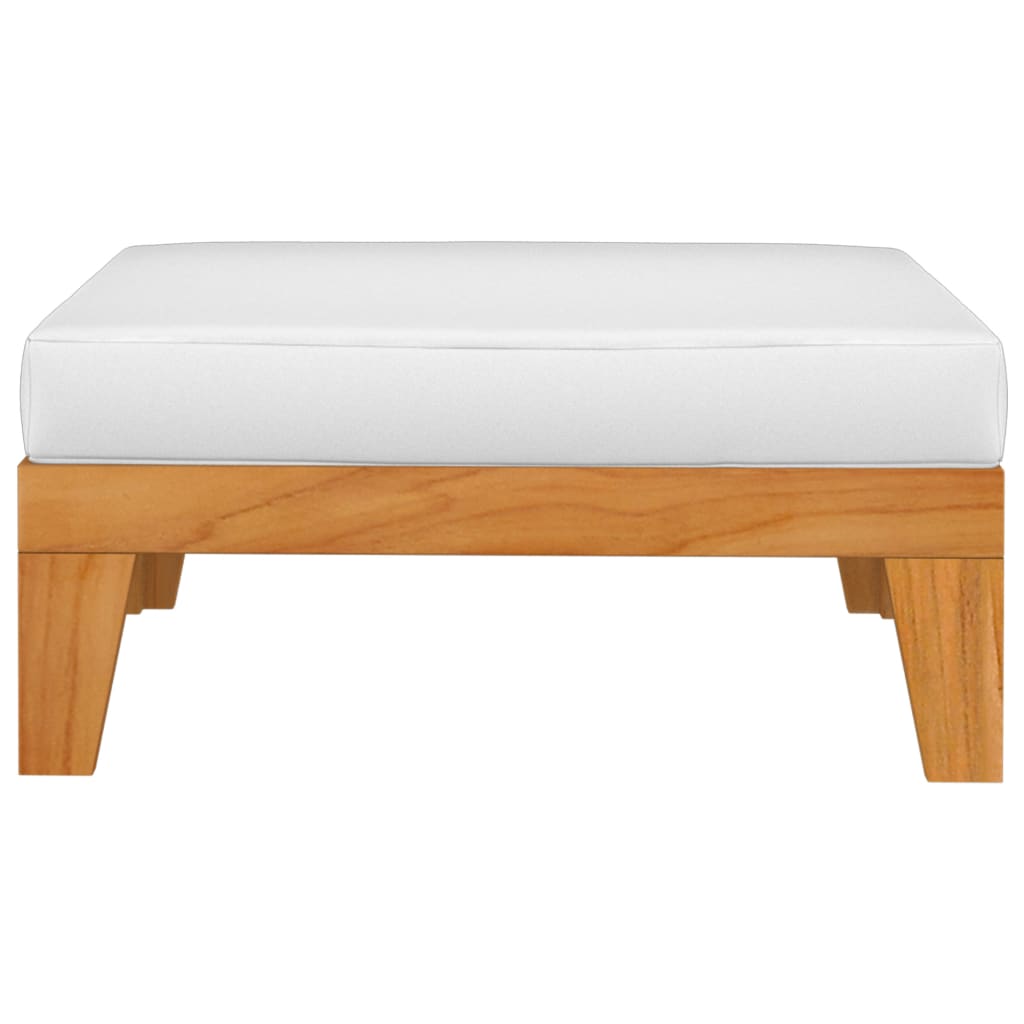 vidaXL Taburet modular, cu pernă alb crem, lemn masiv de acacia vidaXL Taburet modular, cu pernă alb crem, lemn masiv de acacia