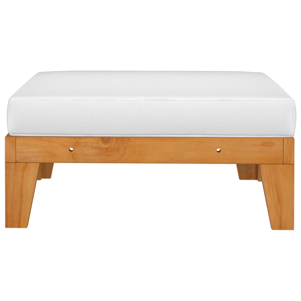 vidaXL Taburet modular, cu pernă alb crem, lemn masiv de acacia vidaXL Taburet modular, cu pernă alb crem, lemn masiv de acacia