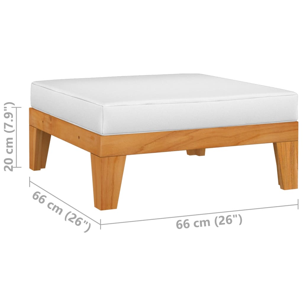 vidaXL Taburet modular, cu pernă alb crem, lemn masiv de acacia vidaXL Taburet modular, cu pernă alb crem, lemn masiv de acacia