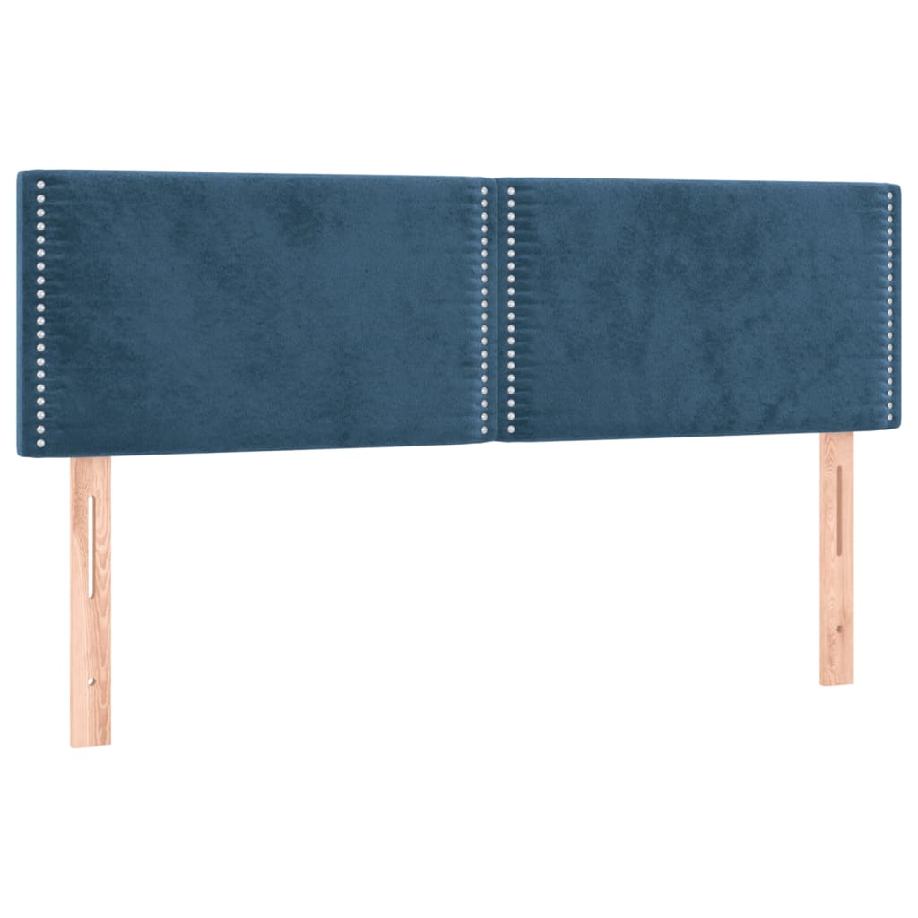 vidaXL Tăblie de pat cu LED, albastru închis, 144x5x78/88 cm, catifea