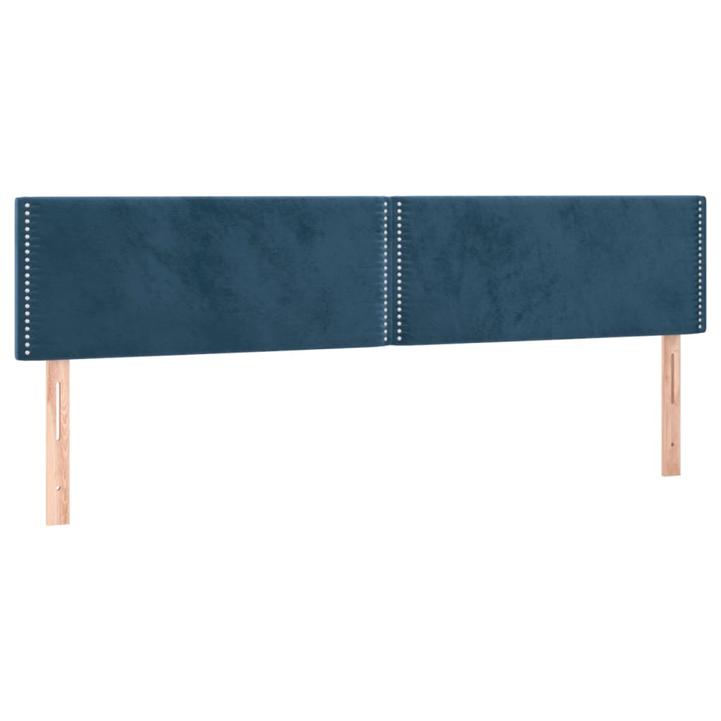 vidaXL Tăblie de pat cu LED, albastru închis, 160x5x78/88 cm, catifea