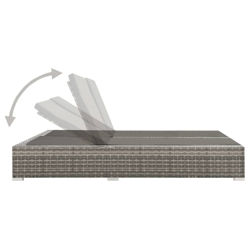 vidaXL Șezlong dublu, gri, poliratan vidaXL Șezlong dublu, gri, poliratan