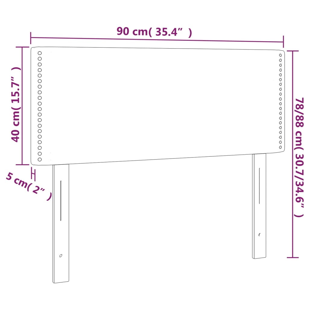 vidaXL Tăblie de pat cu LED, alb, 90x5x78/88 cm, piele ecologică
