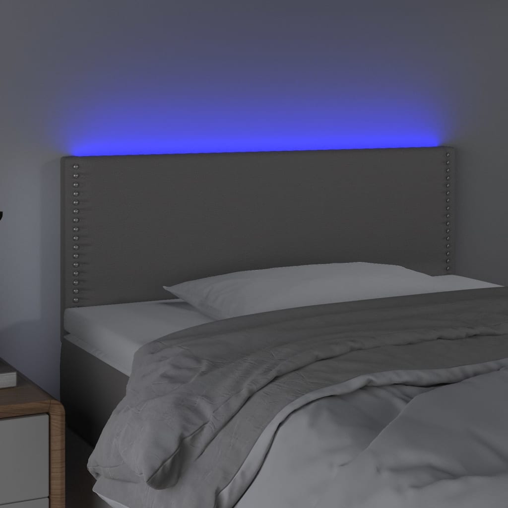 vidaXL Tăblie de pat cu LED, gri, 90x5x78/88 cm, piele ecologică vidaXL Tăblie de pat cu LED, gri, 90x5x78/88 cm, piele ecologică
