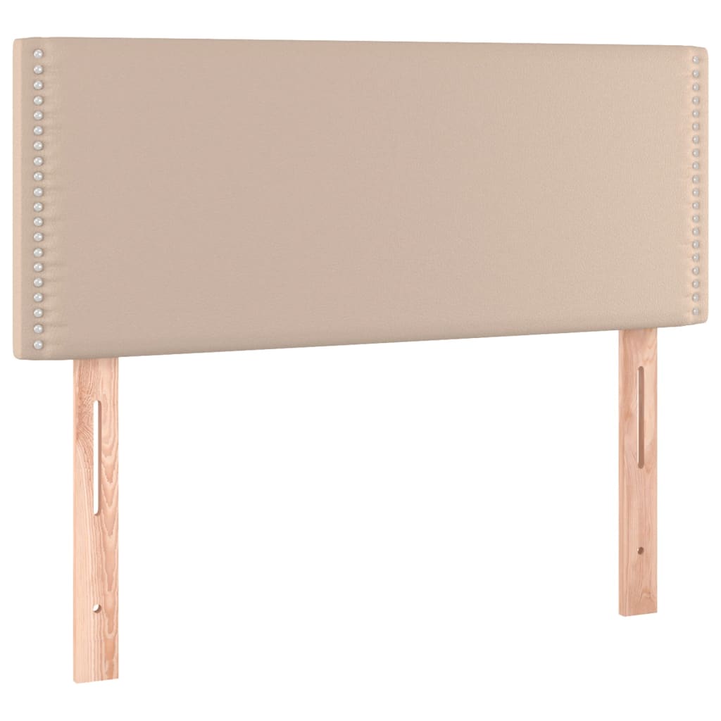 vidaXL Tăblie de pat cu LED, cappuccino, 90x5x78/88cm, piele ecologică