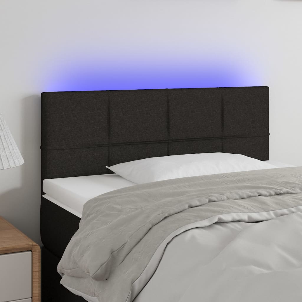 vidaXL Tăblie de pat cu LED, negru, 90x5x78/88 cm, textil vidaXL Tăblie de pat cu LED, negru, 90x5x78/88 cm, textil