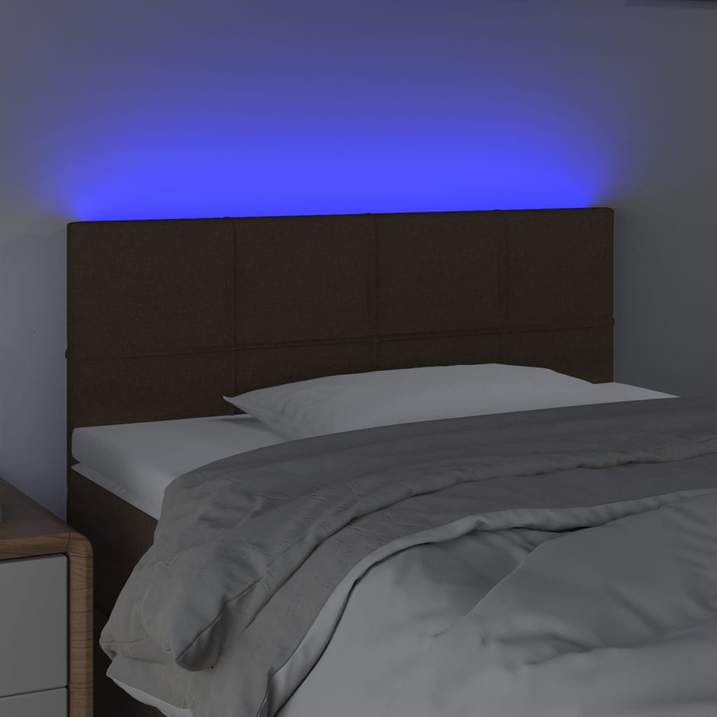 vidaXL Tăblie de pat cu LED, maro închis, 90x5x78/88 cm, textil vidaXL Tăblie de pat cu LED, maro închis, 90x5x78/88 cm, textil