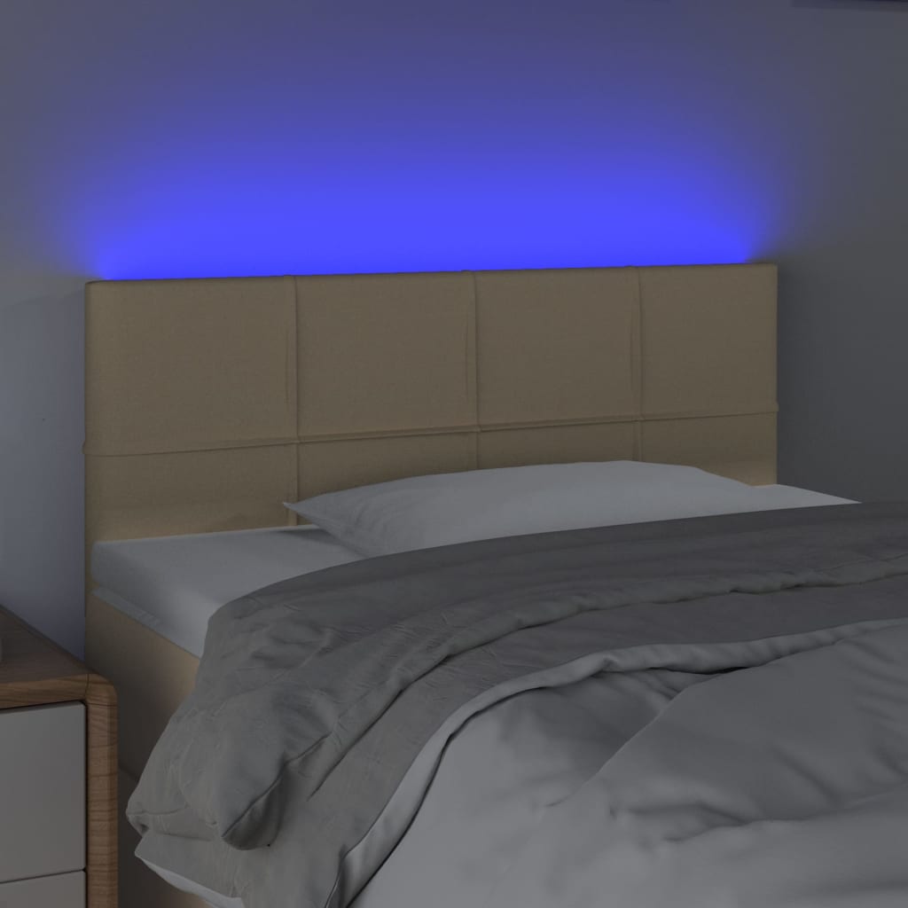 vidaXL Tăblie de pat cu LED, crem, 100x5x78/88 cm, textil vidaXL Tăblie de pat cu LED, crem, 100x5x78/88 cm, textil