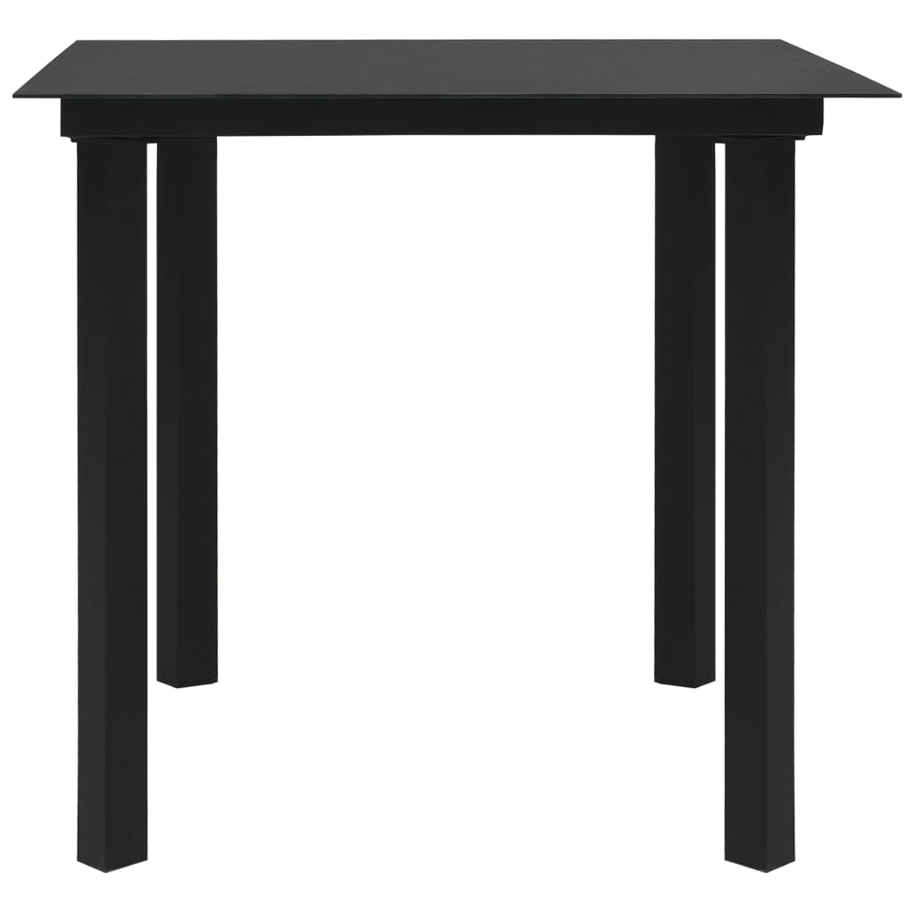 vidaXL Masă de grădină, negru, 80 x 80 x 74 cm, oțel și sticlă vidaXL Masă de grădină, negru, 80 x 80 x 74 cm, oțel și sticlă