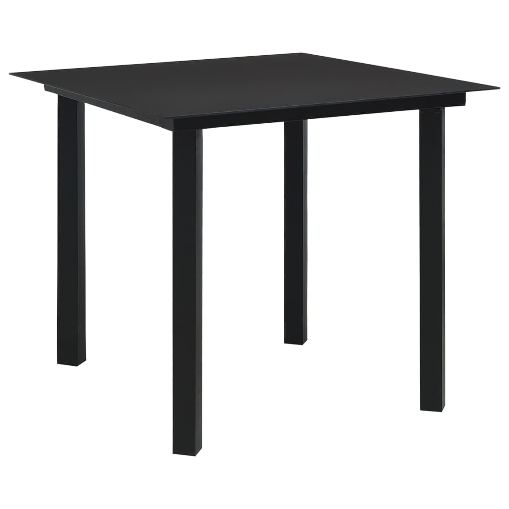 vidaXL Masă de grădină, negru, 80 x 80 x 74 cm, oțel și sticlă vidaXL Masă de grădină, negru, 80 x 80 x 74 cm, oțel și sticlă