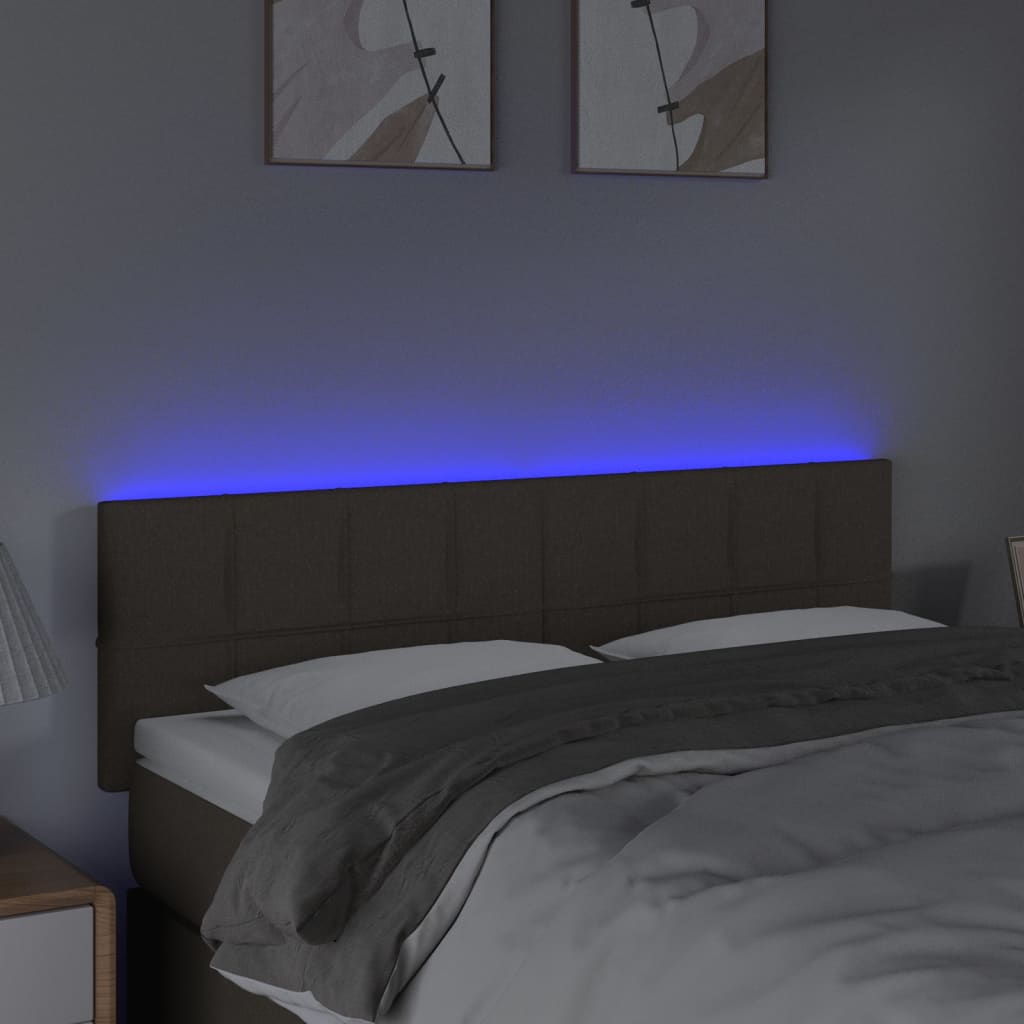vidaXL Tăblie de pat cu LED, gri taupe, 144x5x78/88 cm, textil vidaXL Tăblie de pat cu LED, gri taupe, 144x5x78/88 cm, textil