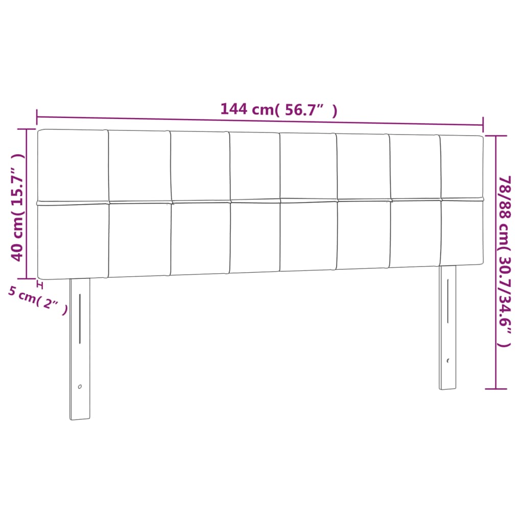vidaXL Tăblie de pat cu LED, crem, 144x5x78/88 cm, textil