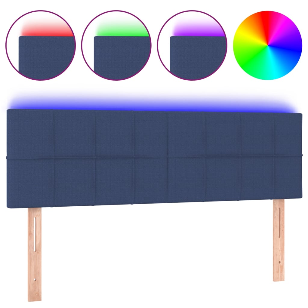vidaXL Tăblie de pat cu LED, albastru, 144x5x78/88 cm, textil vidaXL Tăblie de pat cu LED, albastru, 144x5x78/88 cm, textil