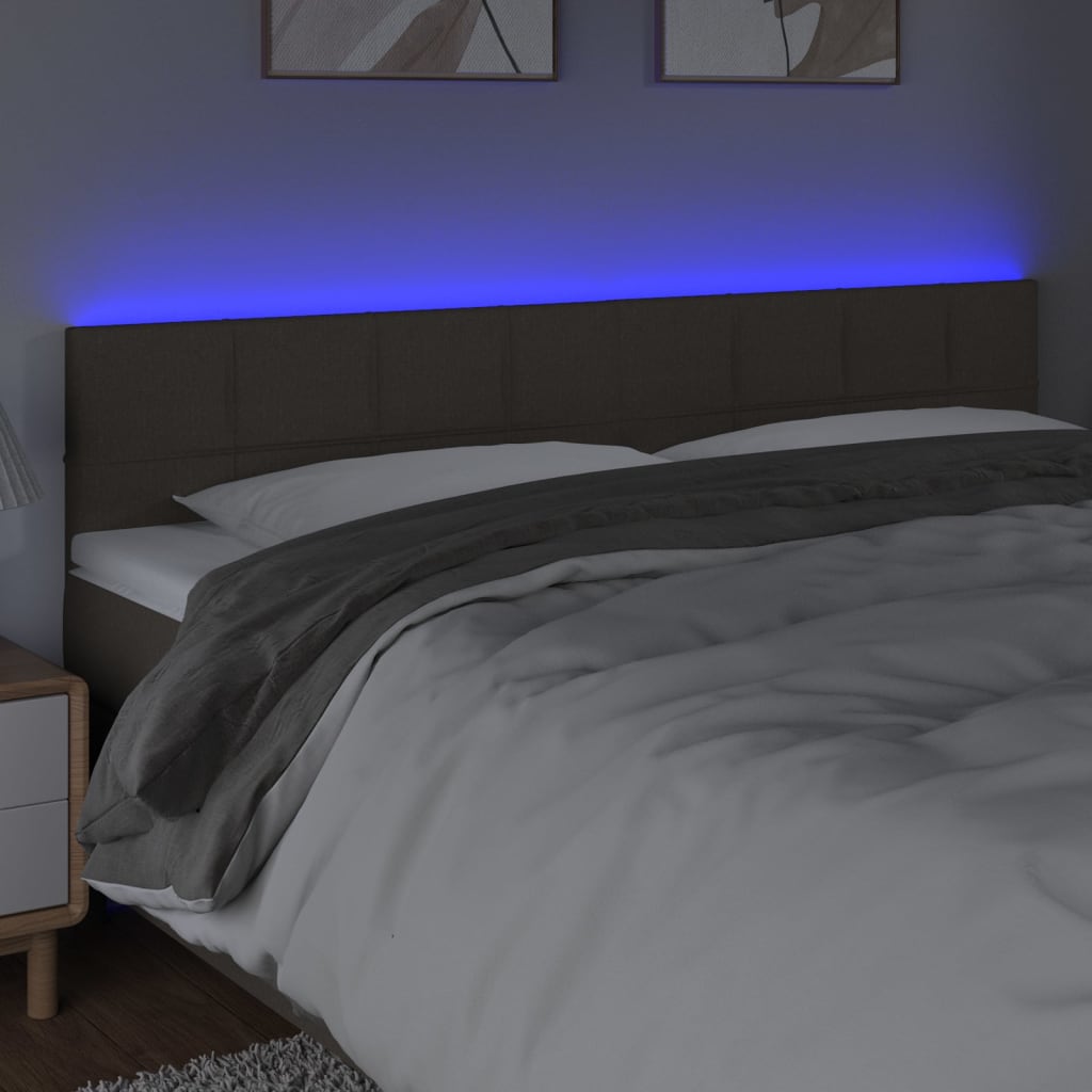 vidaXL Tăblie de pat cu LED, gri taupe, 160x5x78/88 cm, textil