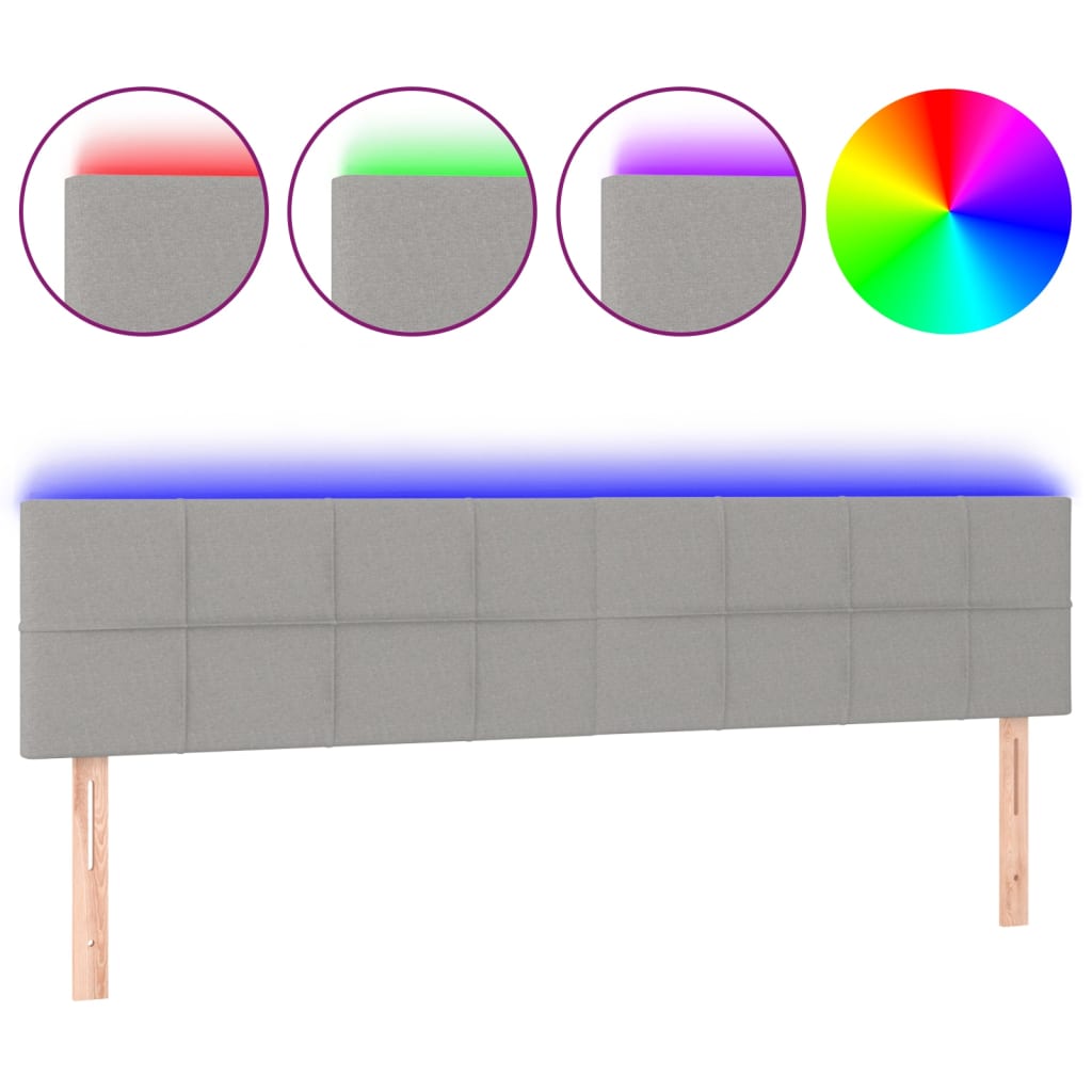 vidaXL Tăblie de pat cu LED, gri deschis, 180x5x78/88 cm, textil vidaXL Tăblie de pat cu LED, gri deschis, 180x5x78/88 cm, textil