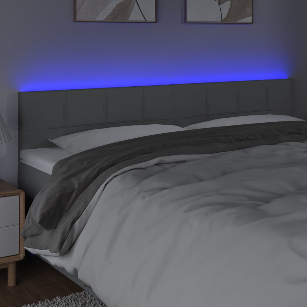 vidaXL Tăblie de pat cu LED, gri deschis, 200x5x78/88 cm, textil vidaXL Tăblie de pat cu LED, gri deschis, 200x5x78/88 cm, textil