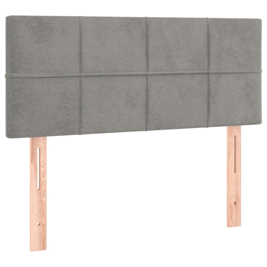 vidaXL Tăblie de pat cu LED, gri deschis, 90x5x78/88 cm, catifea vidaXL Tăblie de pat cu LED, gri deschis, 90x5x78/88 cm, catifea