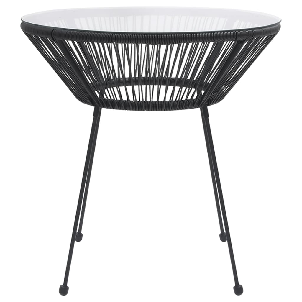 vidaXL Masă de grădină, negru, Ø70x74 cm, sticlă și ratan vidaXL Masă de grădină, negru, Ø70x74 cm, sticlă și ratan