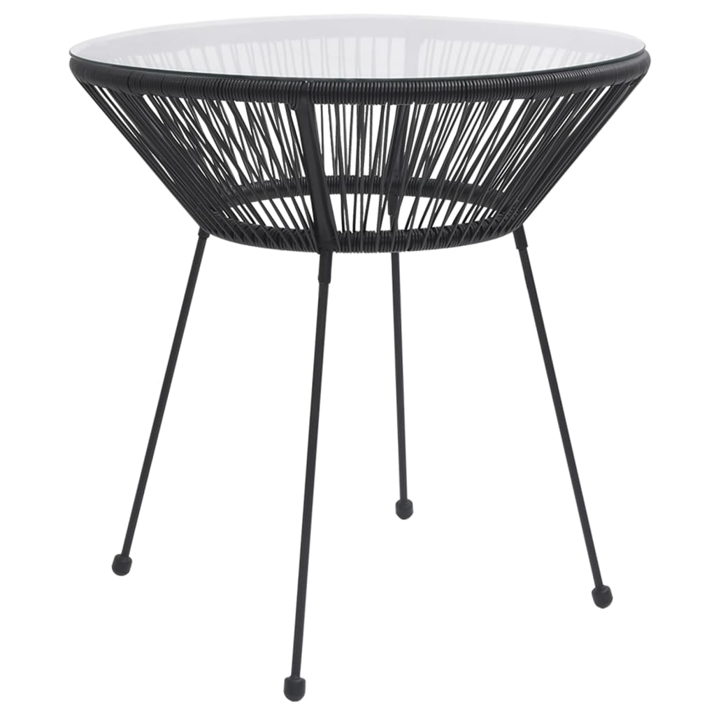 vidaXL Masă de grădină, negru, Ø70x74 cm, sticlă și ratan vidaXL Masă de grădină, negru, Ø70x74 cm, sticlă și ratan