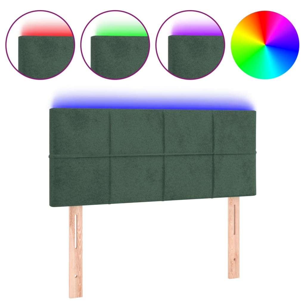 vidaXL Tăblie de pat cu LED, verde închis, 90x5x78/88 cm, catifea vidaXL Tăblie de pat cu LED, verde închis, 90x5x78/88 cm, catifea