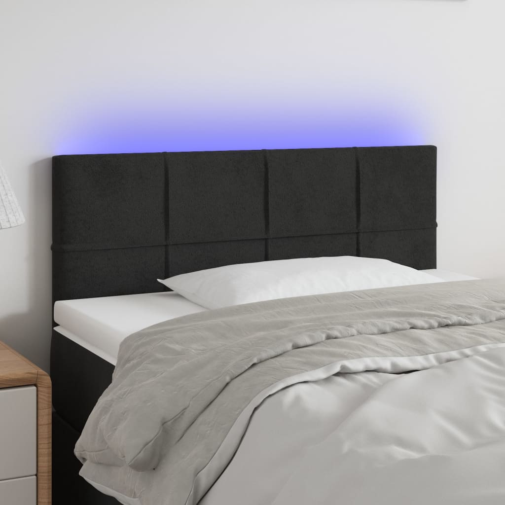 vidaXL Tăblie de pat cu LED, negru, 100x5x78/88 cm, catifea vidaXL Tăblie de pat cu LED, negru, 100x5x78/88 cm, catifea