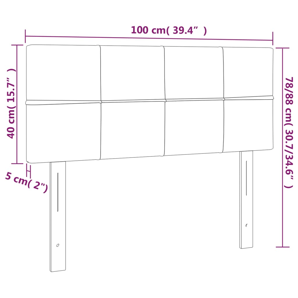 vidaXL Tăblie de pat cu LED, albastru închis, 100x5x78/88 cm, catifea