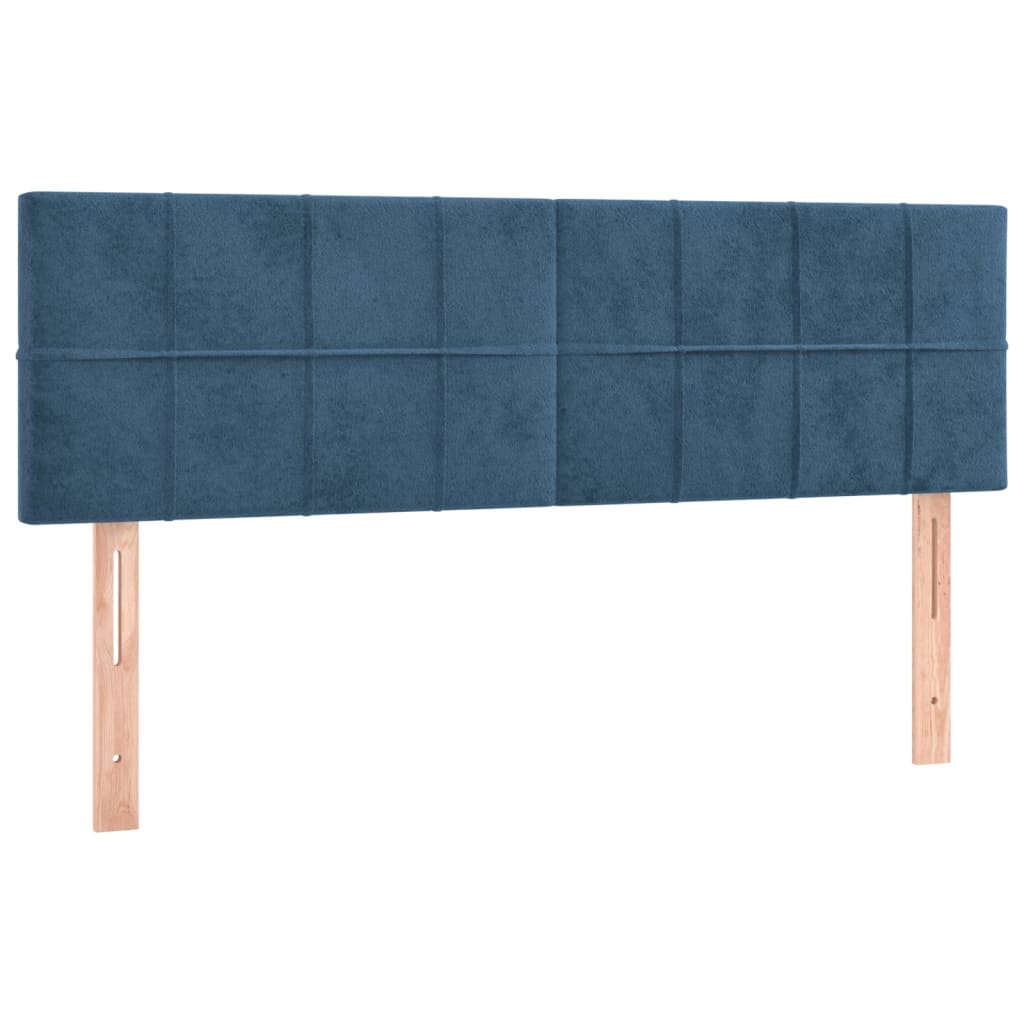 vidaXL Tăblie de pat cu LED, albastru închis, 144x5x78/88 cm, catifea