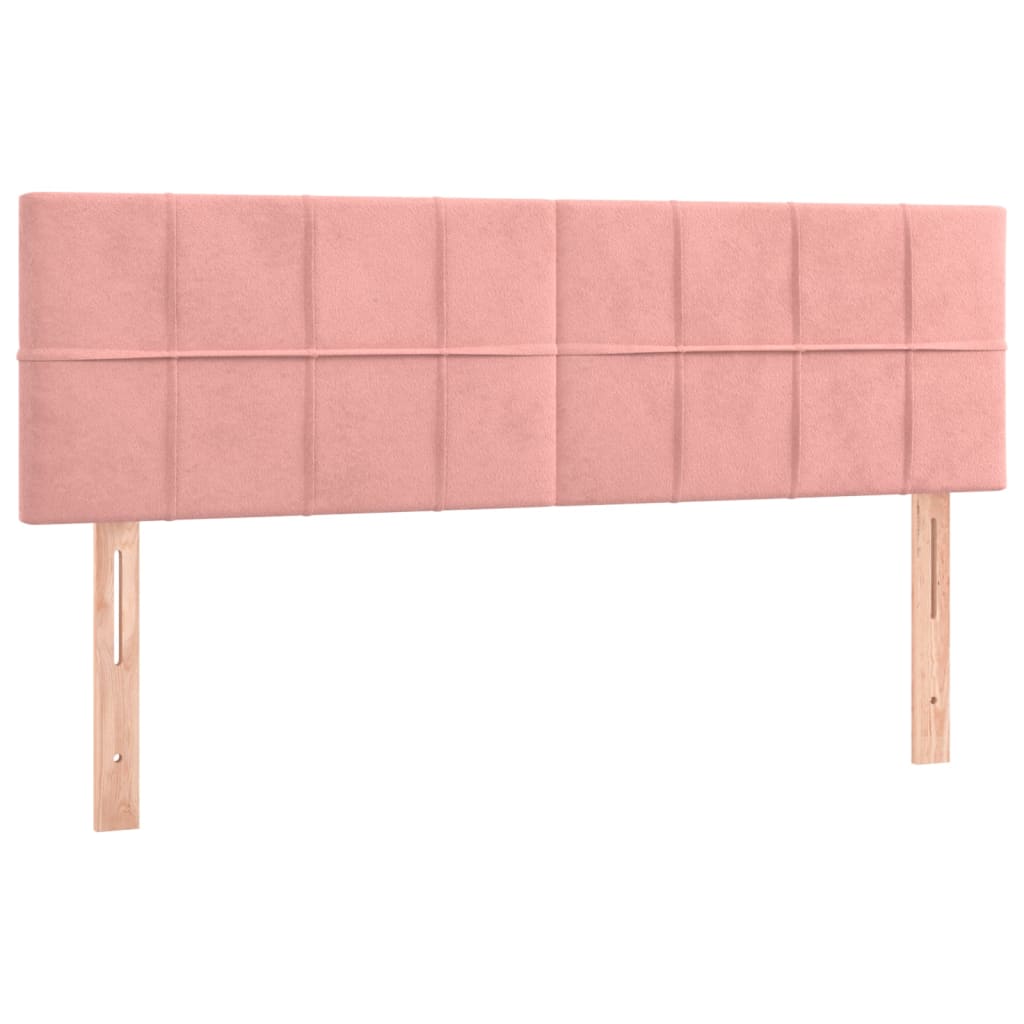 vidaXL Tăblie de pat cu LED, roz, 144x5x78/88 cm, catifea