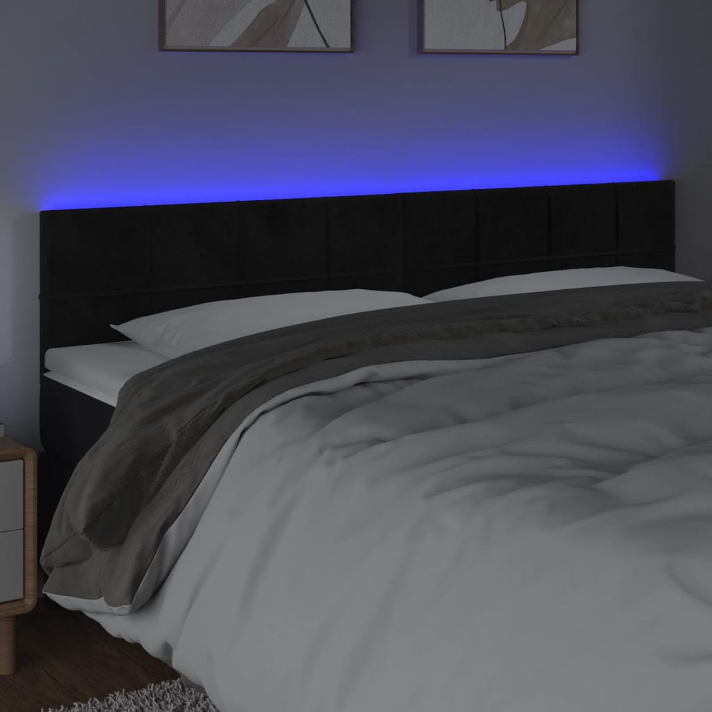 vidaXL Tăblie de pat cu LED, negru, 180x5x78/88 cm, catifea vidaXL Tăblie de pat cu LED, negru, 180x5x78/88 cm, catifea