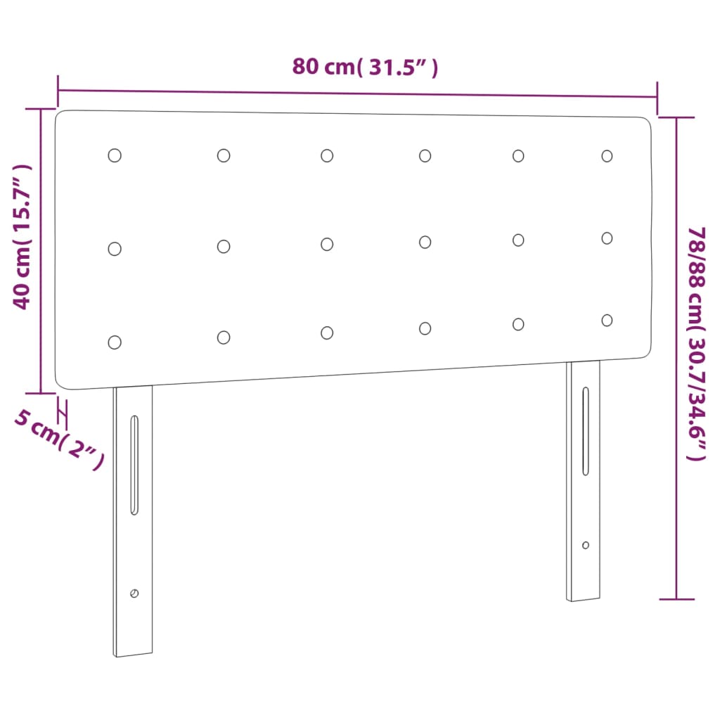 vidaXL Tăblie de pat cu LED, cappuccino, 80x5x78/88cm, piele ecologică