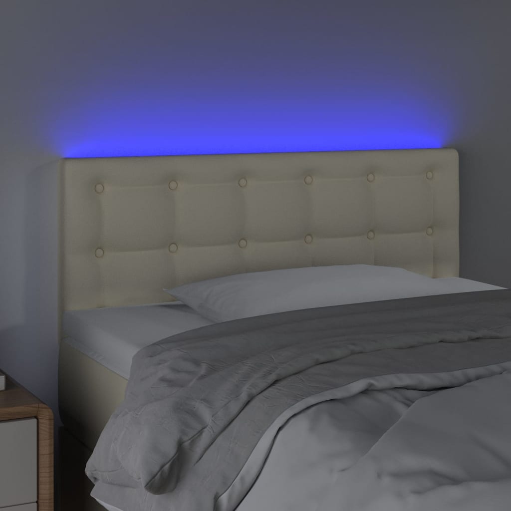vidaXL Tăblie de pat cu LED, crem, 90x5x78/88 cm, piele ecologică vidaXL Tăblie de pat cu LED, crem, 90x5x78/88 cm, piele ecologică