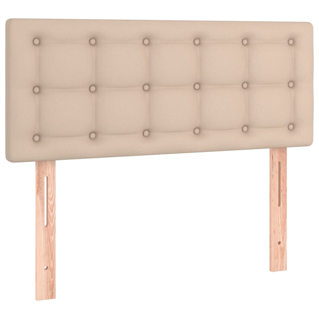 vidaXL Tăblie de pat cu LED, cappuccino, 90x5x78/88cm, piele ecologică