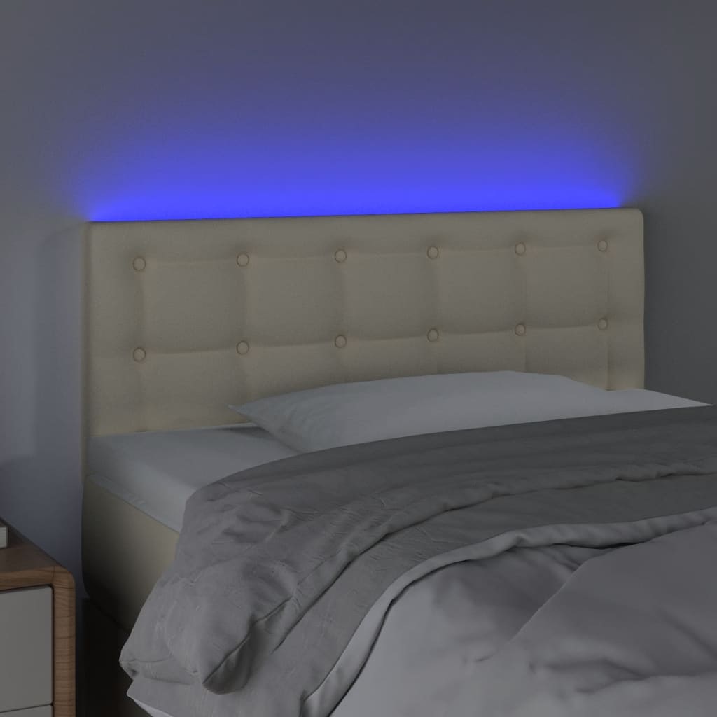 vidaXL Tăblie de pat cu LED, crem, 100x5x78/88 cm, piele ecologică vidaXL Tăblie de pat cu LED, crem, 100x5x78/88 cm, piele ecologică