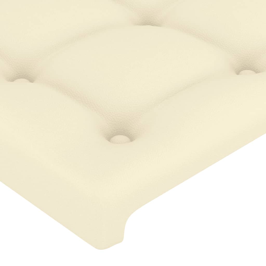 vidaXL Tăblie de pat cu LED, crem, 100x5x78/88 cm, piele ecologică vidaXL Tăblie de pat cu LED, crem, 100x5x78/88 cm, piele ecologică