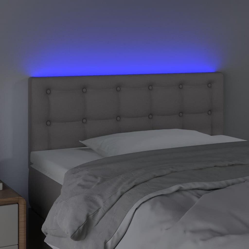 vidaXL Tăblie de pat cu LED, gri, 100x5x78/88 cm, piele ecologică