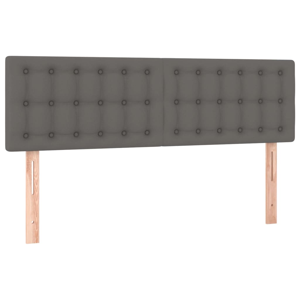 vidaXL Tăblie de pat cu LED, gri, 144x5x78/88 cm, piele ecologică vidaXL Tăblie de pat cu LED, gri, 144x5x78/88 cm, piele ecologică