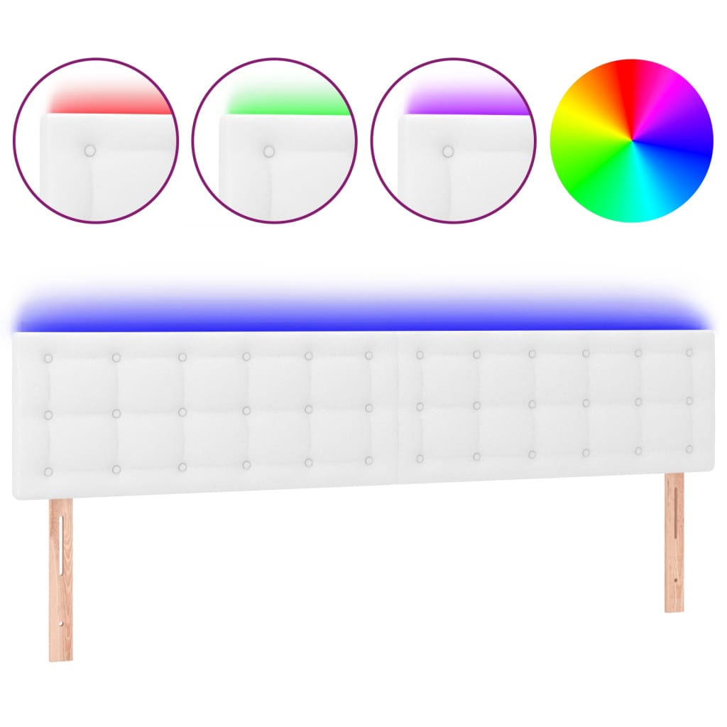 vidaXL Tăblie de pat cu LED, alb, 160x5x78/88 cm, piele ecologică vidaXL Tăblie de pat cu LED, alb, 160x5x78/88 cm, piele ecologică