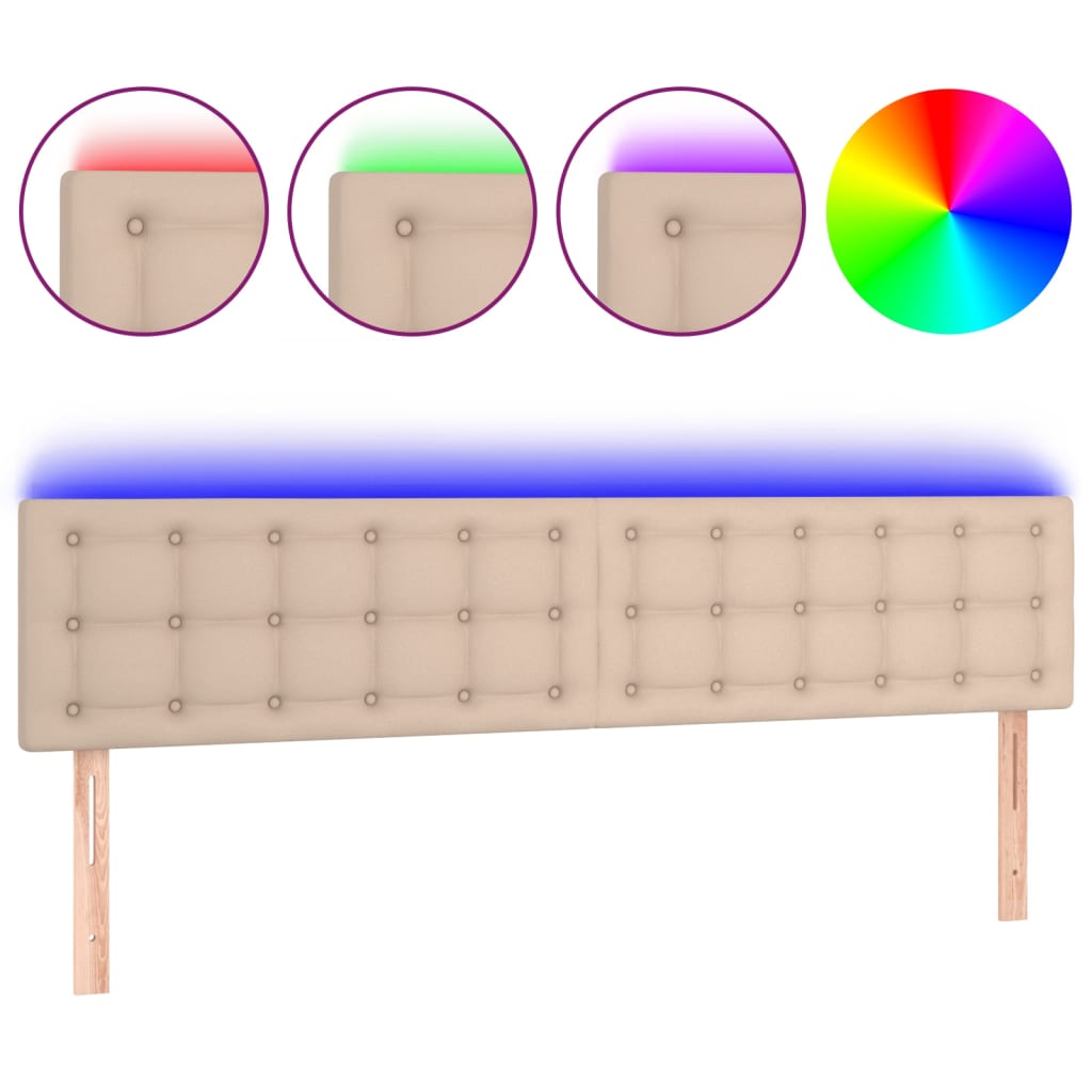 vidaXL Tăblie de pat cu LED cappuccino 160x5x78/88 cm piele ecologică vidaXL Tăblie de pat cu LED cappuccino 160x5x78/88 cm piele ecologică
