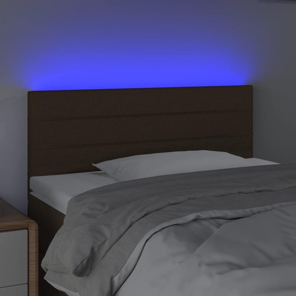 vidaXL Tăblie de pat cu LED, maro închis, 80x5x78/88 cm, textil vidaXL Tăblie de pat cu LED, maro închis, 80x5x78/88 cm, textil