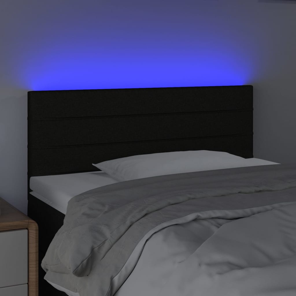 vidaXL Tăblie de pat cu LED, negru, 90x5x78/88 cm, textil