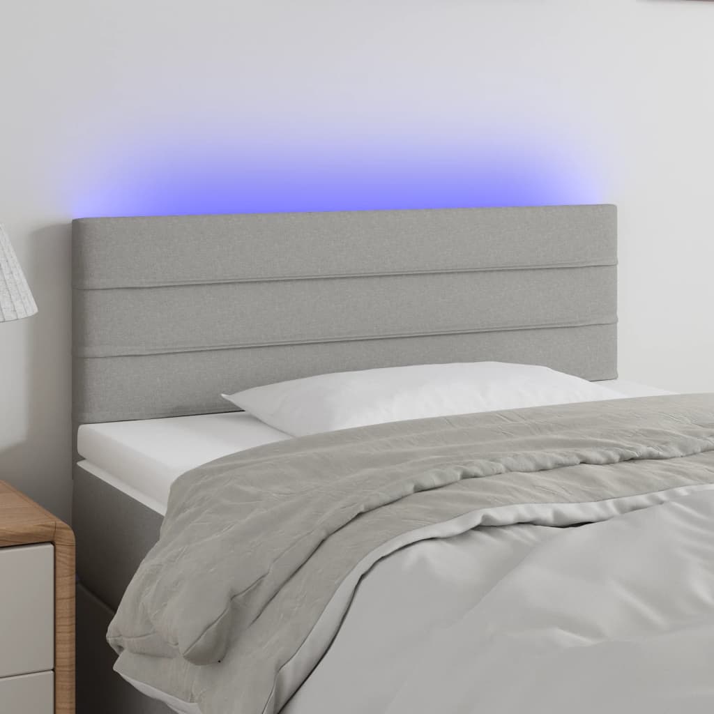 vidaXL Tăblie de pat cu LED, gri deschis, 100x5x78/88 cm, textil vidaXL Tăblie de pat cu LED, gri deschis, 100x5x78/88 cm, textil