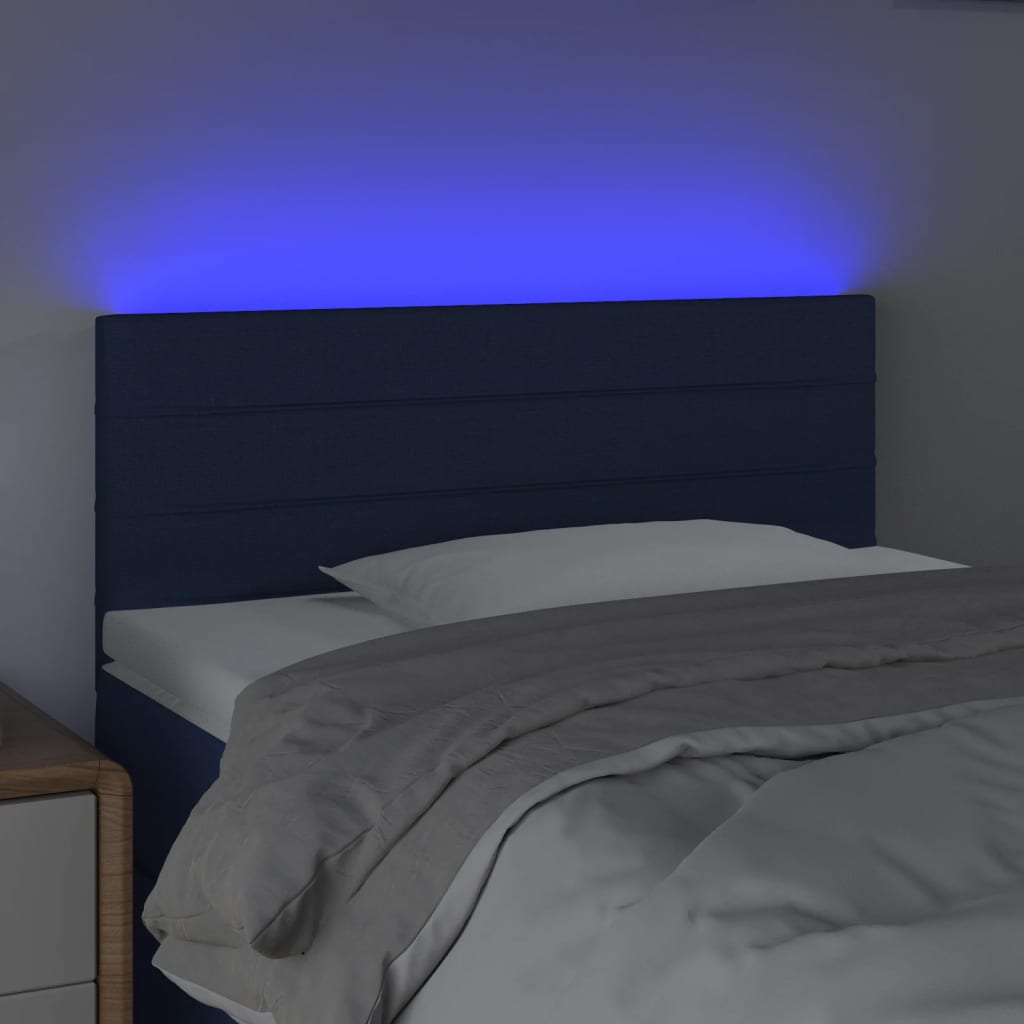 vidaXL Tăblie de pat cu LED, albastru, 100x5x78/88 cm, textil vidaXL Tăblie de pat cu LED, albastru, 100x5x78/88 cm, textil