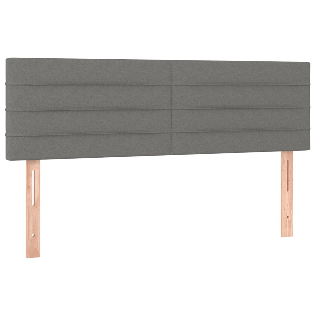 vidaXL Tăblie de pat cu LED, gri închis, 144x5x78/88 cm, textil