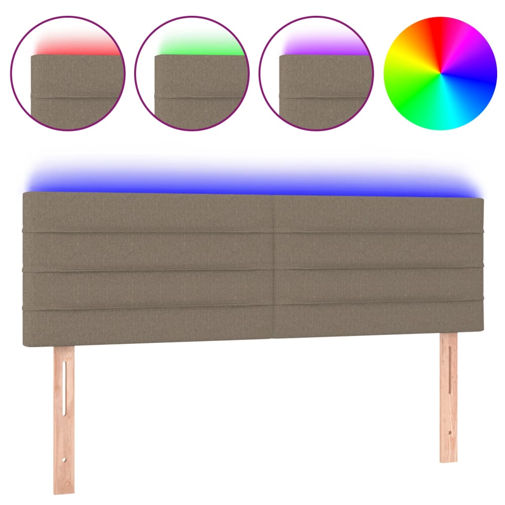 vidaXL Tăblie de pat cu LED, gri taupe, 144x5x78/88 cm, textil vidaXL Tăblie de pat cu LED, gri taupe, 144x5x78/88 cm, textil